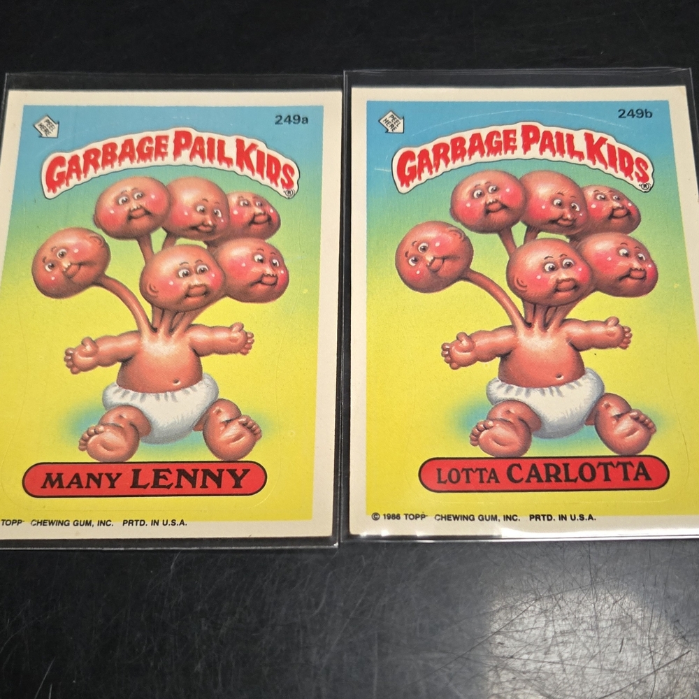 Vintage 1986 Garbage Pail Kids OS6 Pair #249a and #249b Many Lenny and Lotta Car